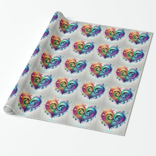 Rainbow Heart Swirling Bright Colours  Wrapping Paper