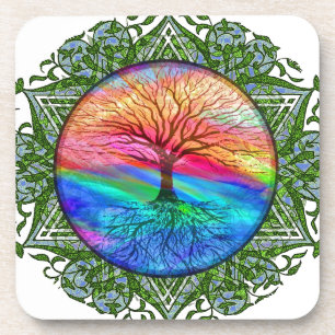Rainbow Heart Tree Coaster