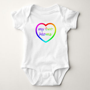 Rainbow Heart Two Moms Baby Bodysuit