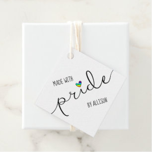 Rainbow Heart Typography Made With Pride Gift Tags