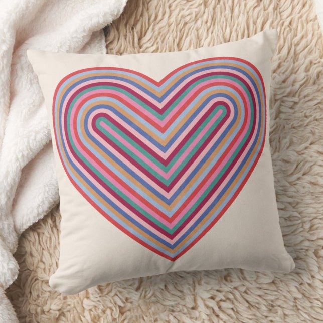 Rainbow Heart Valentine's Day Pillow - Burgundy (Creator Uploaded)