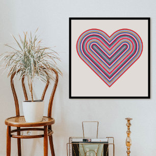 Rainbow Heart Valentine's Day Poster - Burgundy