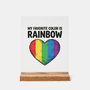 Rainbow Heart Vintage Engraving Favourite Colour S Acrylic Sign
