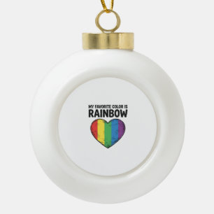 Rainbow Heart Vintage Engraving Favourite Colour S Ceramic Ball Christmas Ornament