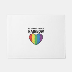 Rainbow Heart Vintage Engraving Favourite Colour S Doormat