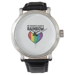 Rainbow Heart Vintage Engraving Favourite Colour S Watch
