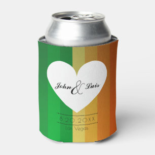 Rainbow Heart Wedding Favour Can Cooler