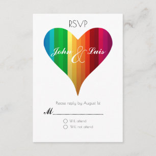 Rainbow Heart Wedding RSVP Card