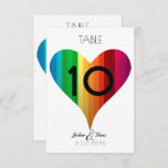 Rainbow Heart Wedding Table Number<br><div class="desc">This minimalistic modern "Table Number" card features a rainbow filled heart. Easy to personalise with the event details.</div>