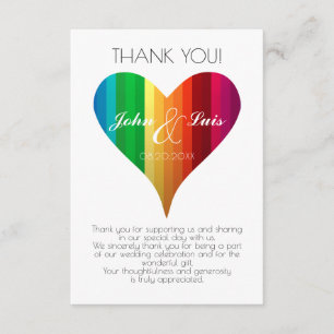 Rainbow Heart Wedding Thank You Card