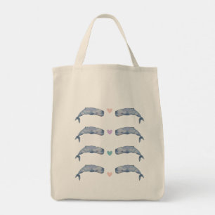 Rainbow Heart Whale Tote Bag