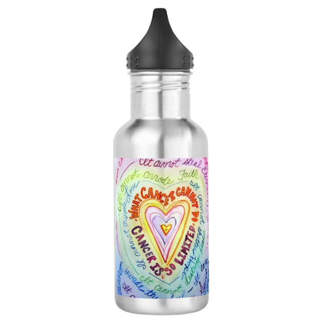Rainbow Heart What Cancer Cannot Do 710 Ml Water Bottle (Left)