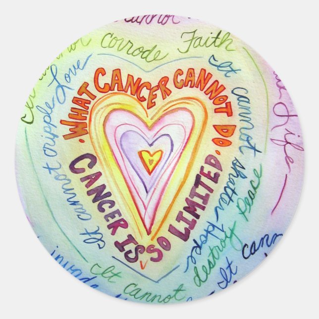 Rainbow Heart What Cancer Cannot Do Poem Sticker (Front)