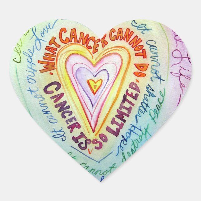 Rainbow Heart What Cancer Cannot Do Poem Stickers (Front)