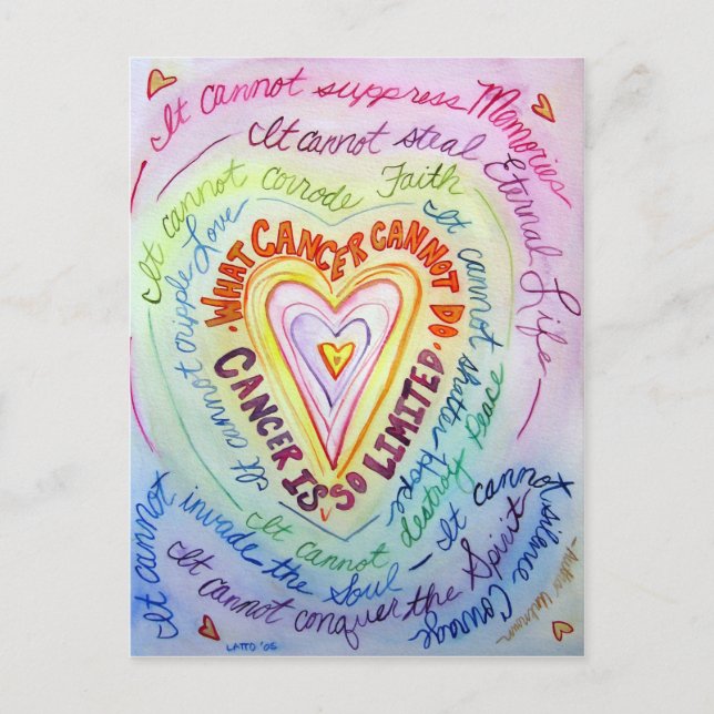 Rainbow Heart What Cancer Cannot Do Postcards (Front)