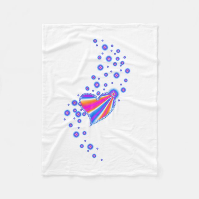 Rainbow Heart with Stars Fleece Blanket (Front)
