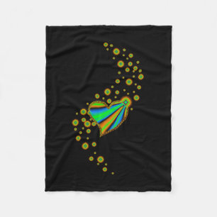Rainbow Heart with Stars Fleece Blanket