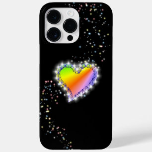 Rainbow Heart with Stars on black Case-Mate iPhone 14 Pro Max Case