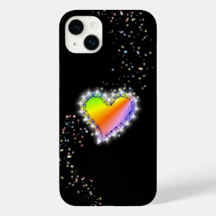 Rainbow Heart with Stars on black Case-Mate iPhone 14 Plus Case