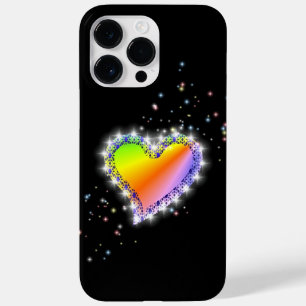Rainbow Heart with Stars on black Case-Mate iPhone 14 Pro Max Case