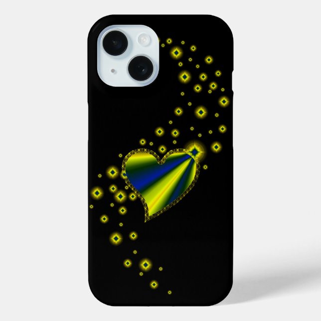 Rainbow Heart with Stars on black Case-Mate iPhone Case (Back)
