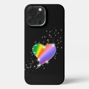 Rainbow Heart with Stars on black iPhone 13 Pro Max Case