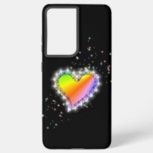 Rainbow Heart with Stars on black Samsung Galaxy Case