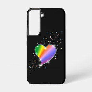 Rainbow Heart with Stars on black Samsung Galaxy Case