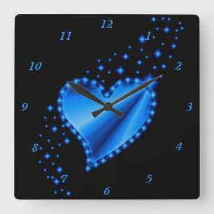 Rainbow Heart with Stars Square Wall Clock
