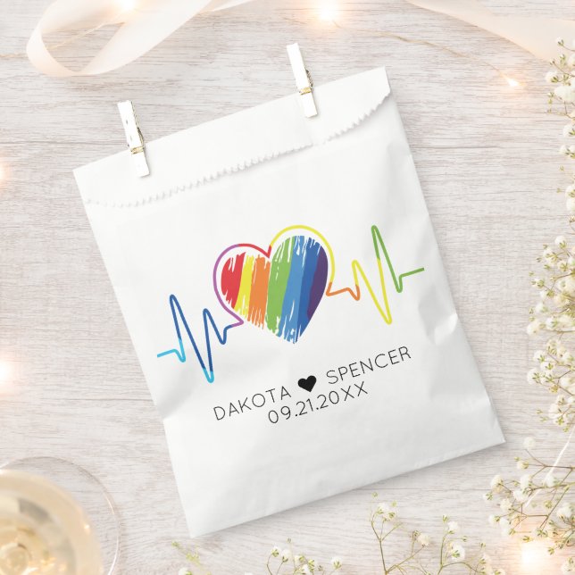 Rainbow Heartbeat | Abstract Scribble Heart LGBQ Favour Bag (Clipped)