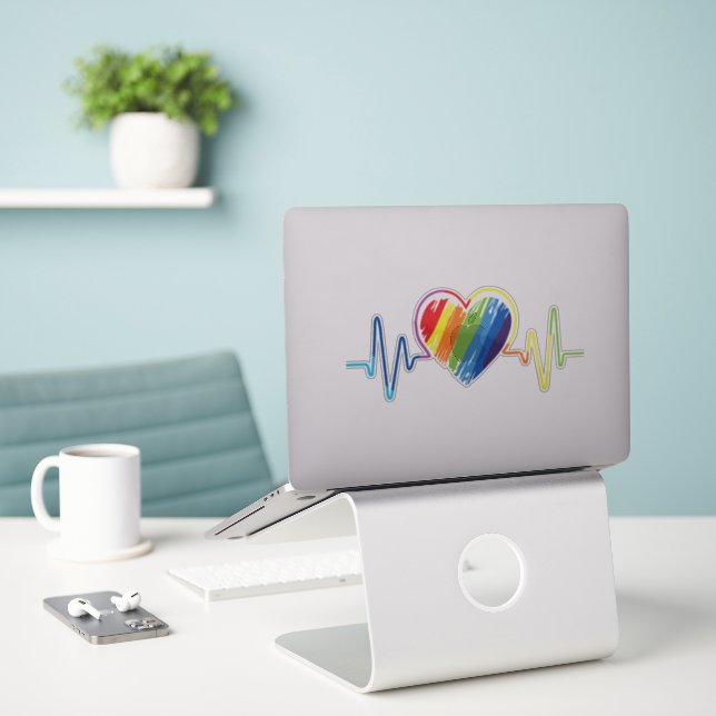Rainbow Heartbeat | Artistic Abstract Gay Pride (Laptop On Desk)