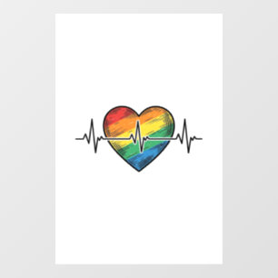 Rainbow Heartbeat Heart Vintage Engraving Design_1