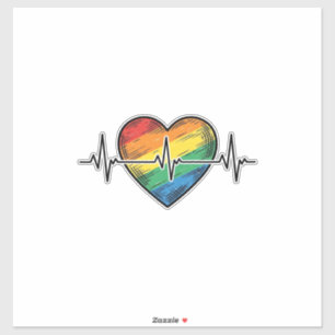 Rainbow Heartbeat Heart Vintage Engraving Design_1
