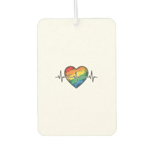 Rainbow Heartbeat Heart Vintage Engraving Design_1 Car Air Freshener