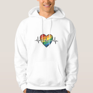 Rainbow Heartbeat Heart Vintage Engraving Design_1 Hoodie