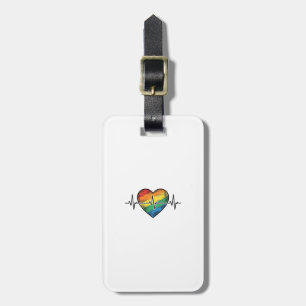 Rainbow Heartbeat Heart Vintage Engraving Design_1 Luggage Tag