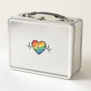 Rainbow Heartbeat Heart Vintage Engraving Design_1 Metal Lunch Box