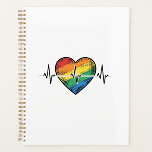Rainbow Heartbeat Heart Vintage Engraving Design_1 Planner