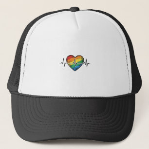 Rainbow Heartbeat Heart Vintage Engraving Design_1 Trucker Hat
