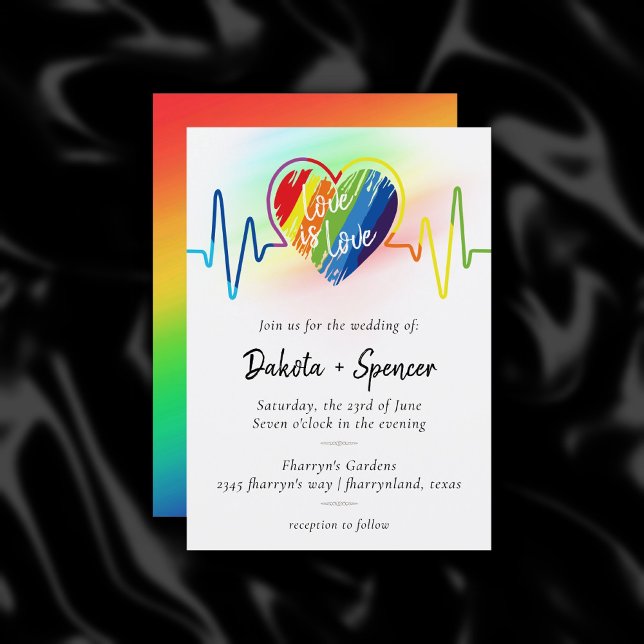 Rainbow Heartbeat | Scribble Heart Love is Love Invitation (Creator Uploaded)