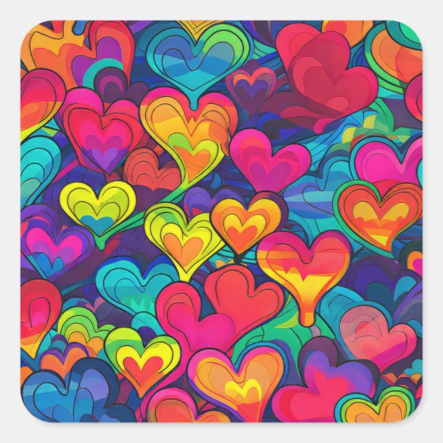 Rainbow Heartbeats | Gift Bag Square Sticker (Front)