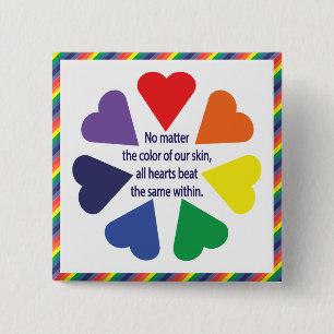 Rainbow Hearts 15 Cm Square Badge