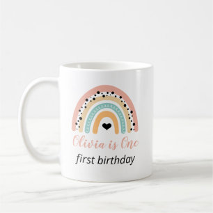 Rainbow & Hearts 1st Birthday Party Coffee Mug