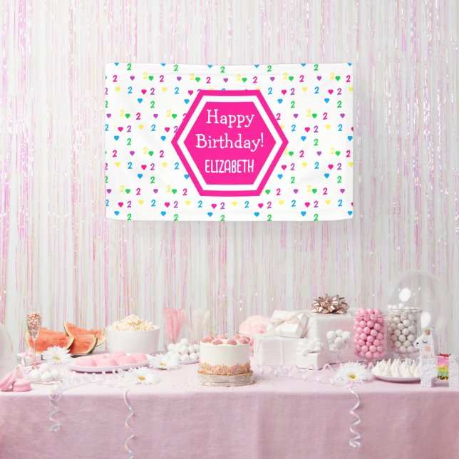 Rainbow Hearts 2nd Birthday Banner (Party)