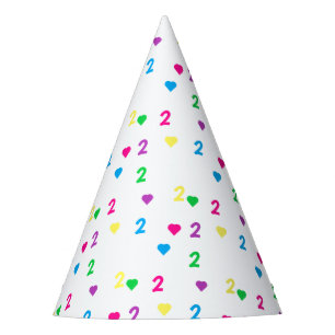 Rainbow Hearts 2nd Birthday Party Hat