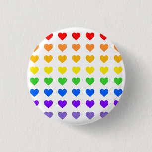 Rainbow Hearts   3 Cm Round Badge