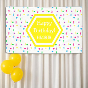 Rainbow Hearts 3rd Birthday Banner