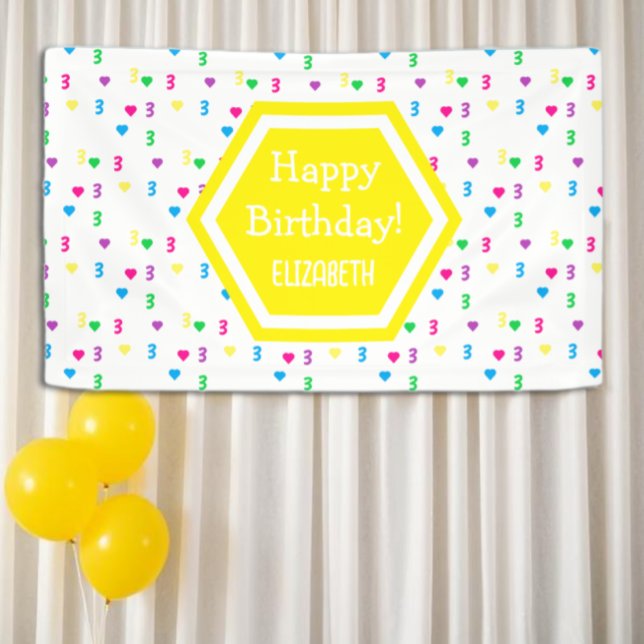 Rainbow Hearts 3rd Birthday Banner (Creator Uploaded)