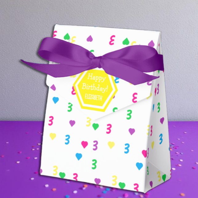 Rainbow Hearts 3rd Birthday Favour Box (Creator Uploaded)