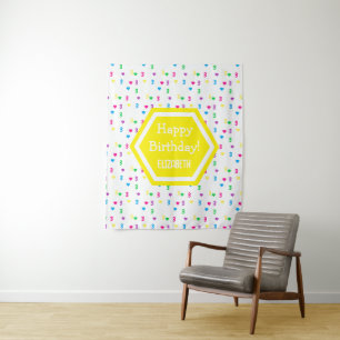 Rainbow Hearts 3rd Birthday Tapestry